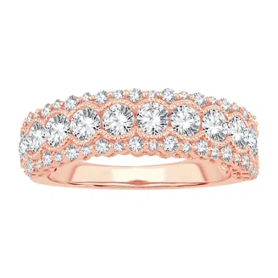 Modern Bride Womens 1 1/2 Ct. T.w. Natural White Diamond 10k Rose Gold Anniversary Band