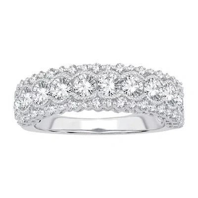 Modern Bride Womens 1 1/2 Ct. T.w. Natural White Diamond 10k White Gold Anniversary Band In Silver