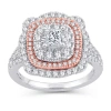 Modern Bride Womens 1 3/4 Ct. T.w. Natural White Diamond 10k Gold 10k Rose Gold Cushion Engagement Ring In White