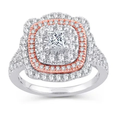 Modern Bride Womens 1 3/4 Ct. T.w. Natural White Diamond 10k Gold 10k Rose Gold Cushion Engagement Ring