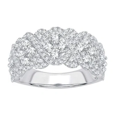 Modern Bride Womens 1 3/4 Ct. T.w. Natural White Diamond 10k White Gold Anniversary Band In Silver