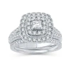 Modern Bride Womens 1 Ct. T.w. Natural Diamond 10k White Gold Cushion Bridal Set In Silver