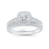 Modern Bride Womens 1 Ct. T.w. Natural Diamond 10k White Gold Cushion Bridal Set In White