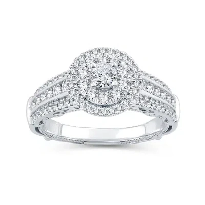 Modern Bride Womens 1 Ct. T.w. Natural Diamond 10k White Gold Round Engagement Ring