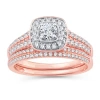 Modern Bride Womens 1 Ct. T.w. Natural White Diamond 10k Gold 10k Rose Gold Cushion Engagement Ring In Pink