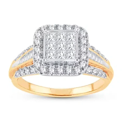 Modern Bride Womens 1 Ct. T.w. Natural White Diamond 10k Gold Cushion Engagement Ring In Transparent