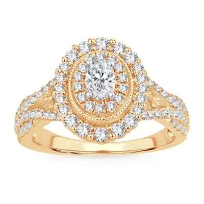 Modern Bride Womens 1 Ct. T.w. Natural White Diamond 10k Gold Oval Engagement Ring In Transparent
