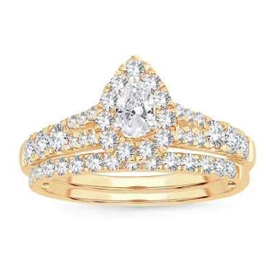 Modern Bride Womens 1 Ct. T.w. Natural White Diamond 10k Gold Pear Bridal Set