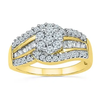 Modern Bride Womens 1 Ct. T.w. Natural White Diamond 10k Gold Round Engagement Ring In Transparent