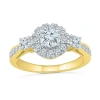 Modern Bride Womens 1 Ct. T.w. Natural White Diamond 10k Gold Round Side Stone 3-stone Engagement Ring In Transparent