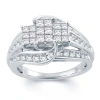 Modern Bride Womens 1 Ct. T.w. Natural White Diamond 10k Gold Side Stone Engagement Ring In White
