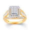 Modern Bride Womens 1 Ct. T.w. Natural White Diamond 10k Gold Side Stone Halo Engagement Ring In Transparent