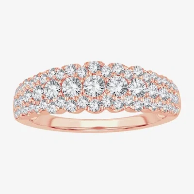 Modern Bride Womens 1 Ct. T.w. Natural White Diamond 10k Rose Gold Anniversary Band