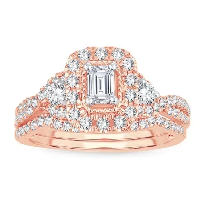 Modern Bride Womens 1 Ct. T.w. Natural White Diamond 10k Rose Gold Bridal Set