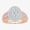 Modern Bride Womens 1 Ct. T.w. Natural White Diamond 10k Rose Gold Oval Halo Engagement Ring In Gold
