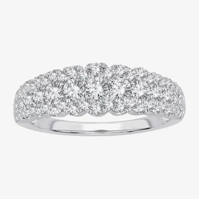 Modern Bride Womens 1 Ct. T.w. Natural White Diamond 10k White Gold Anniversary Band In Silver