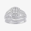 Modern Bride Womens 1 Ct. T.w. Natural White Diamond 10k White Gold Cushion Bridal Set In Neutral