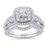 Modern Bride Womens 1 Ct. T.w. Natural White Diamond 10k White Gold Cushion Engagement Ring In White