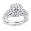 Modern Bride Womens 1 Ct. T.w. Natural White Diamond 10k White Gold Cushion Engagement Ring In Silver