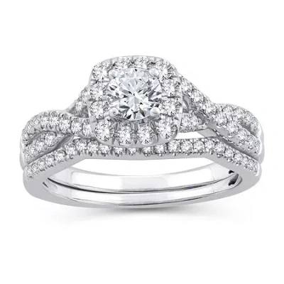Modern Bride Womens 1 Ct. T.w. Natural White Diamond 10k White Gold Cushion Engagement Ring