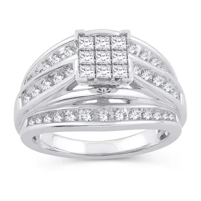 Modern Bride Womens 1 Ct. T.w. Natural White Diamond 10k White Gold Engagement Ring