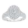 Modern Bride Womens 1 Ct. T.w. Natural White Diamond 10k White Gold Oval Engagement Ring In Silver
