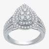Modern Bride Womens 1 Ct. T.w. Natural White Diamond 10k White Gold Pear Engagement Ring In White