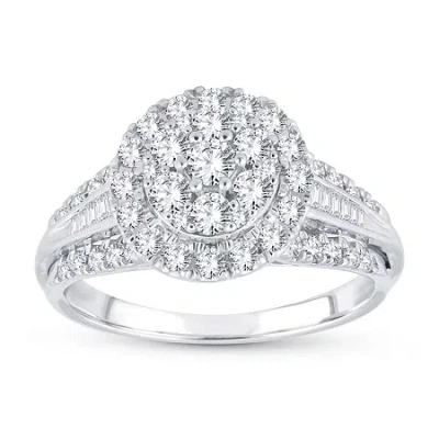 Modern Bride Womens 1 Ct. T.w. Natural White Diamond 10k White Gold Round Engagement Ring