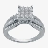 Modern Bride Womens 1 Ct. T.w. Natural White Diamond 10k White Gold Side Stone Engagement Ring In White