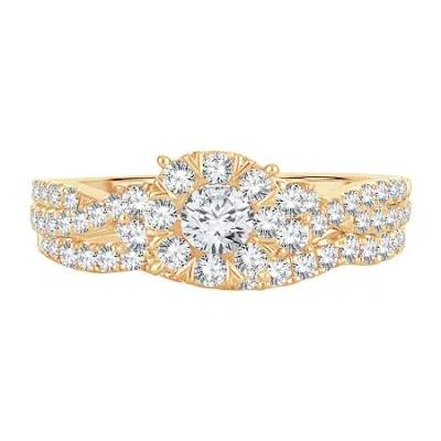 Modern Bride Womens 1 Ct. T.w. Natural White Diamond 14k Gold Round Bridal Set