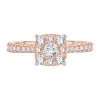 Modern Bride Womens 1 Ct. T.w. Natural White Diamond 14k Rose Gold Cushion Engagement Ring In Gold