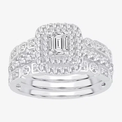Modern Bride Womens 1 Ct. T.w. Natural White Diamond 14k White Gold Bridal Set