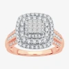 Modern Bride Womens 1 Ct.t.w. Natural Diamond Cushion Halo Engagement Ring In Pink