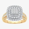 Modern Bride Womens 1 Ct.t.w. Natural Diamond Cushion Halo Engagement Ring In Yellow