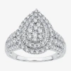 Modern Bride Womens 1 Ct.t.w. Natural Diamond Pear Halo Engagement Ring In White
