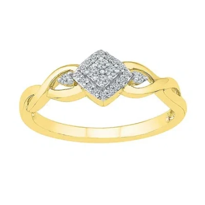 Modern Bride Womens 1/10 Ct. T.w. Natural White Diamond 10k Gold Cushion Promise Ring In Transparent