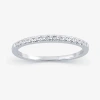 Modern Bride Womens 1/10 Ct. T.w. Natural White Diamond 10k Gold Wedding Band In Silver