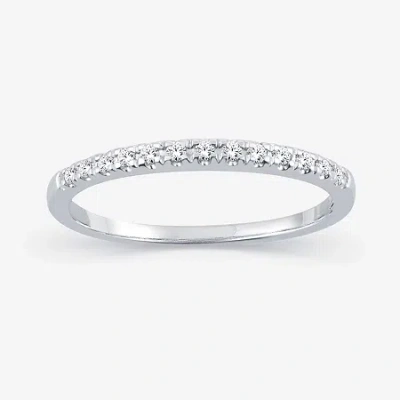 Modern Bride Womens 1/10 Ct. T.w. Natural White Diamond 10k Gold Wedding Band In Silver