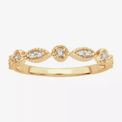 Modern Bride Womens 1/10 Ct. T.w. Natural White Diamond 10k Gold Wedding Band