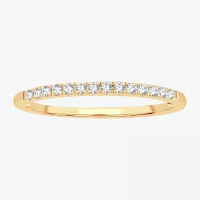 Modern Bride Womens 1/10 Ct. T.w. Natural White Diamond 10k Gold Wedding Band In Transparent