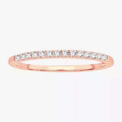 Modern Bride Womens 1/10 Ct. T.w. Natural White Diamond 10k Rose Gold Wedding Band In Pink