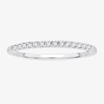 Modern Bride Womens 1/10 Ct. T.w. Natural White Diamond 10k White Gold Wedding Band In Metallic