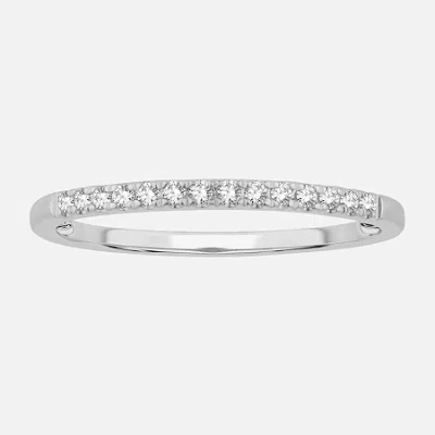 Modern Bride Womens 1/10 Ct. T.w. Natural White Diamond 10k White Gold Wedding Band In Metallic
