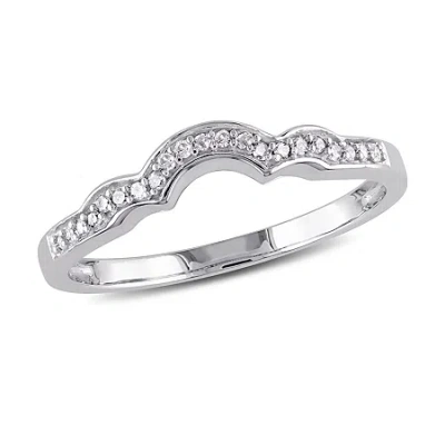 Modern Bride Womens 1/10 Ct. T.w. Natural White Diamond 10k White Gold Wedding Ring Enhancer