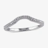 Modern Bride Womens 1/10 Ct. T.w. Natural White Diamond Sterling Silver Curved Wedding Ring Enhancer In Transparent