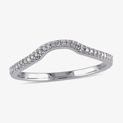 Modern Bride Womens 1/10 Ct. T.w. Natural White Diamond Sterling Silver Curved Wedding Ring Enhancer In Transparent