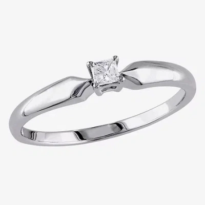 Modern Bride Womens 1/10 Ct. T.w. Natural White Diamond Sterling Silver Promise Ring In Transparent