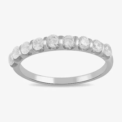 Modern Bride Womens 1/2 Ct. T.w. Lab Grown White Diamond 10k White Gold Wedding Band In Metallic