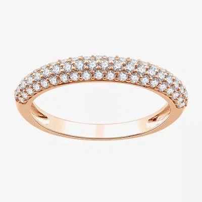 Modern Bride Womens 1/2 Ct. T.w. Lab Grown White Diamond 10k White Gold Wedding Engagement Ring In Pink