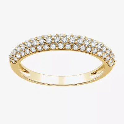 Modern Bride Womens 1/2 Ct. T.w. Lab Grown White Diamond 10k White Gold Wedding Engagement Ring In Yellow